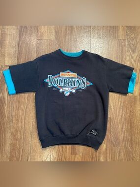 Vintage 1992 Miami Dolphins Cut Off Sweatshirt Salem Sportswear NFL Medium / L